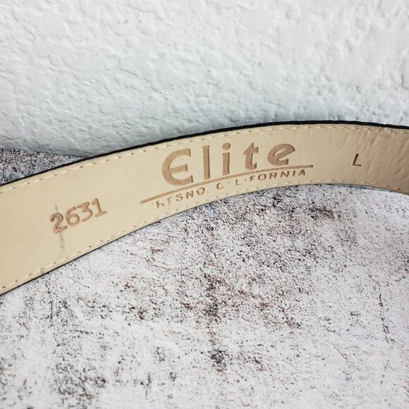Vintage Elite Fresno Ca Leather Belt Snakeskin Python Metallic size L - Picture 3 of 8